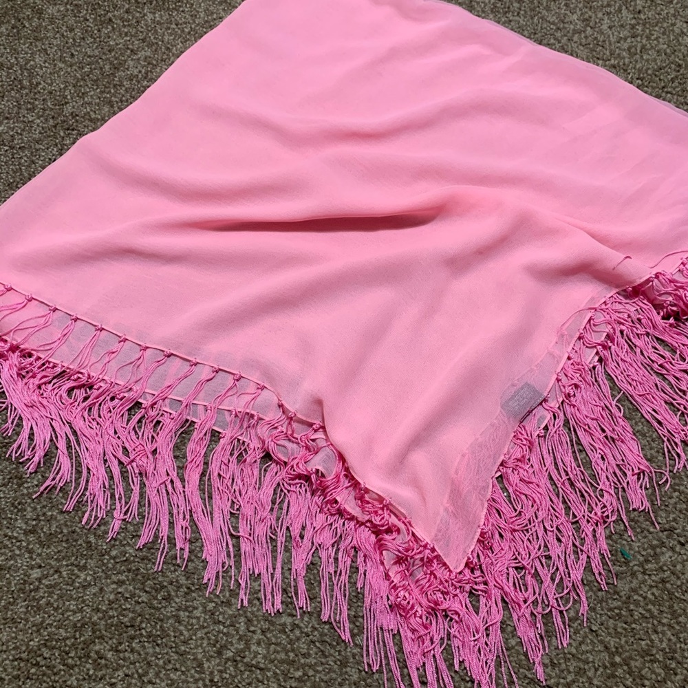 Pink Shawl with fringe edge